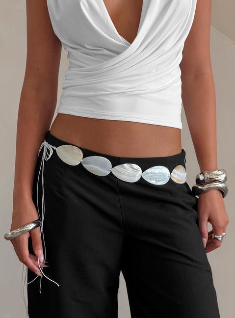 Jezza Shell Tie Side Belt White