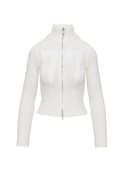 Nylah Zip Up Knit Jacket White