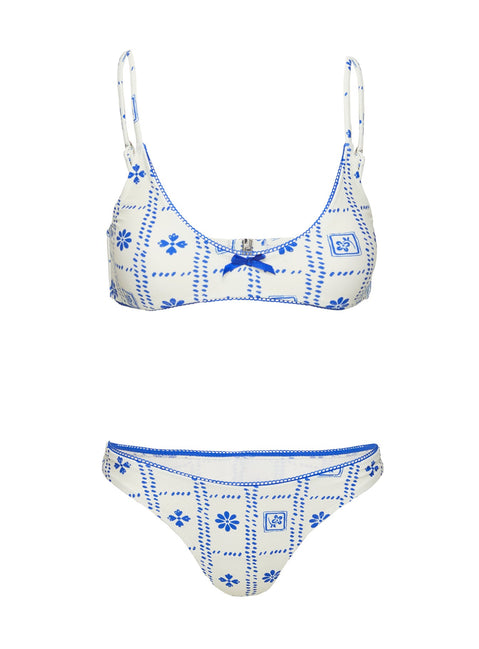 Kursti Bralette Bikini Top Blue / White