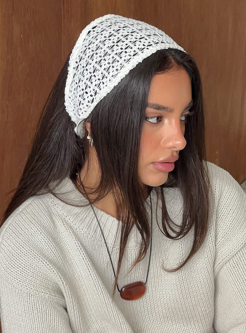 Keighla Crochet Hair Scarf Cream