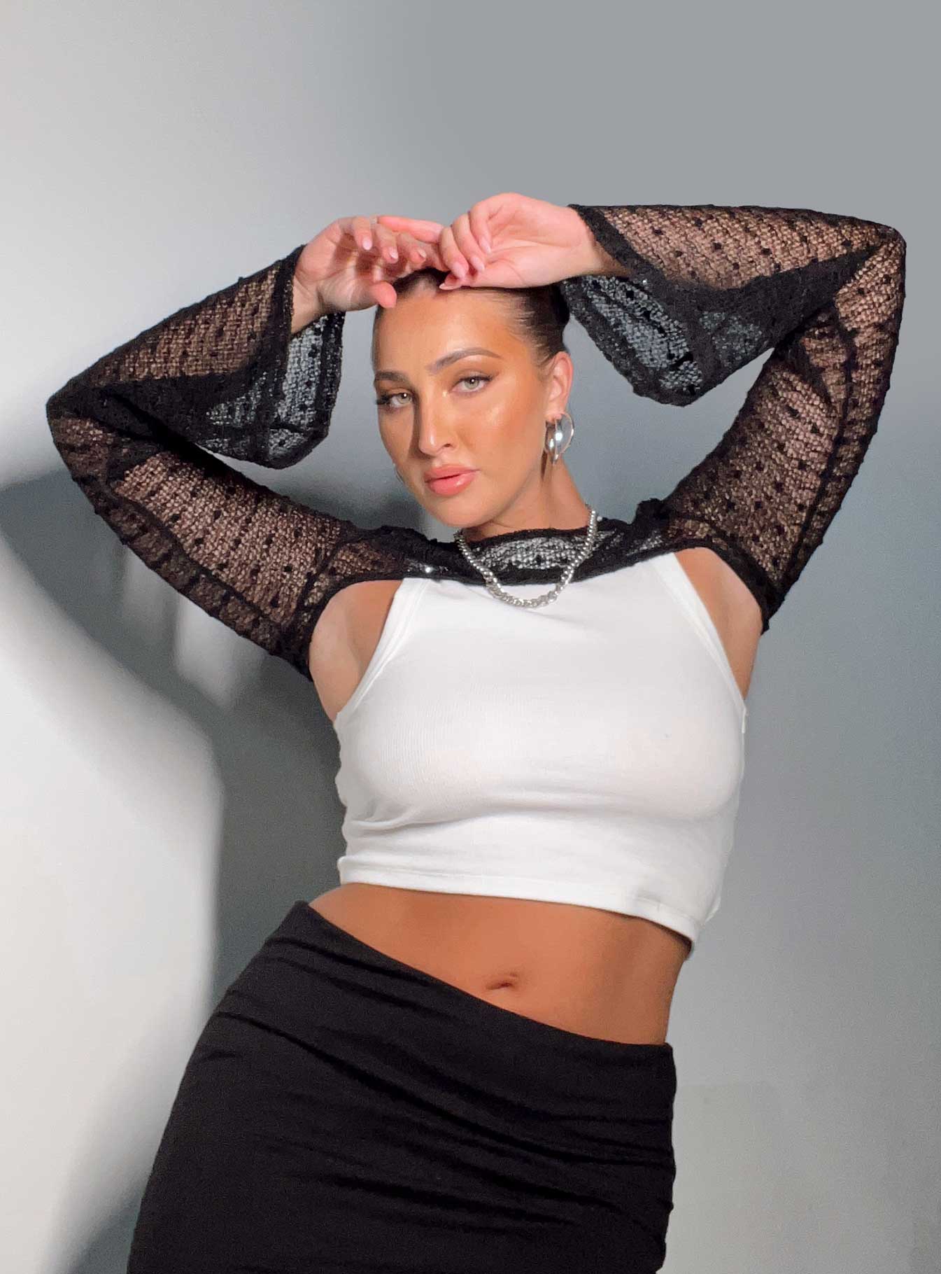 Kodie Bolero Sweater Black Princess Polly  Cropped 