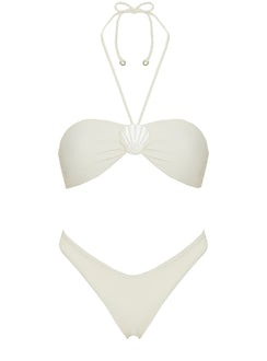 Kylila Halter Shell Bikini Top White