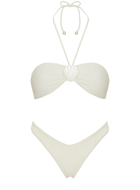 Kylila Halter Shell Bikini Top White