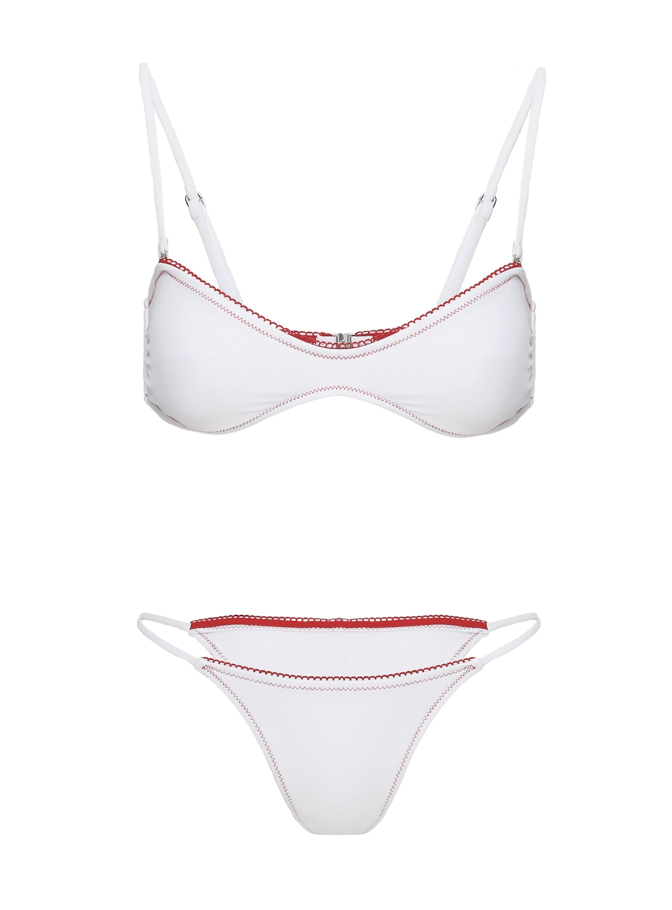 Lauretta Scoop Bikini Top White / Red