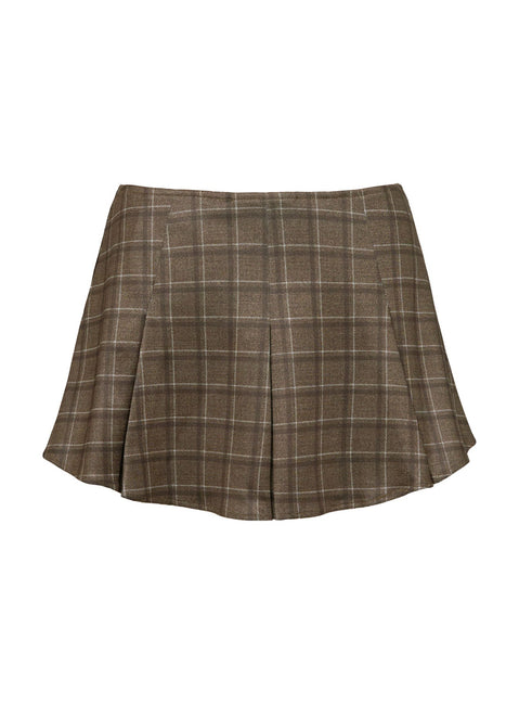 Little Bow Peep Mini Skirt Brown Check