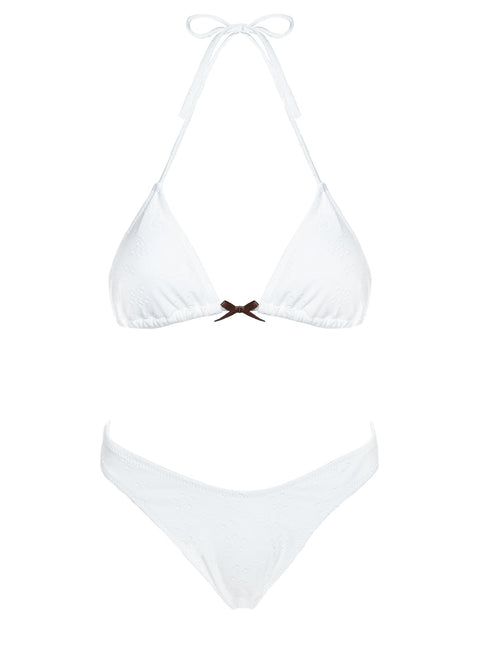 Lucky Bay Anglaise Triangle Bikini Top White