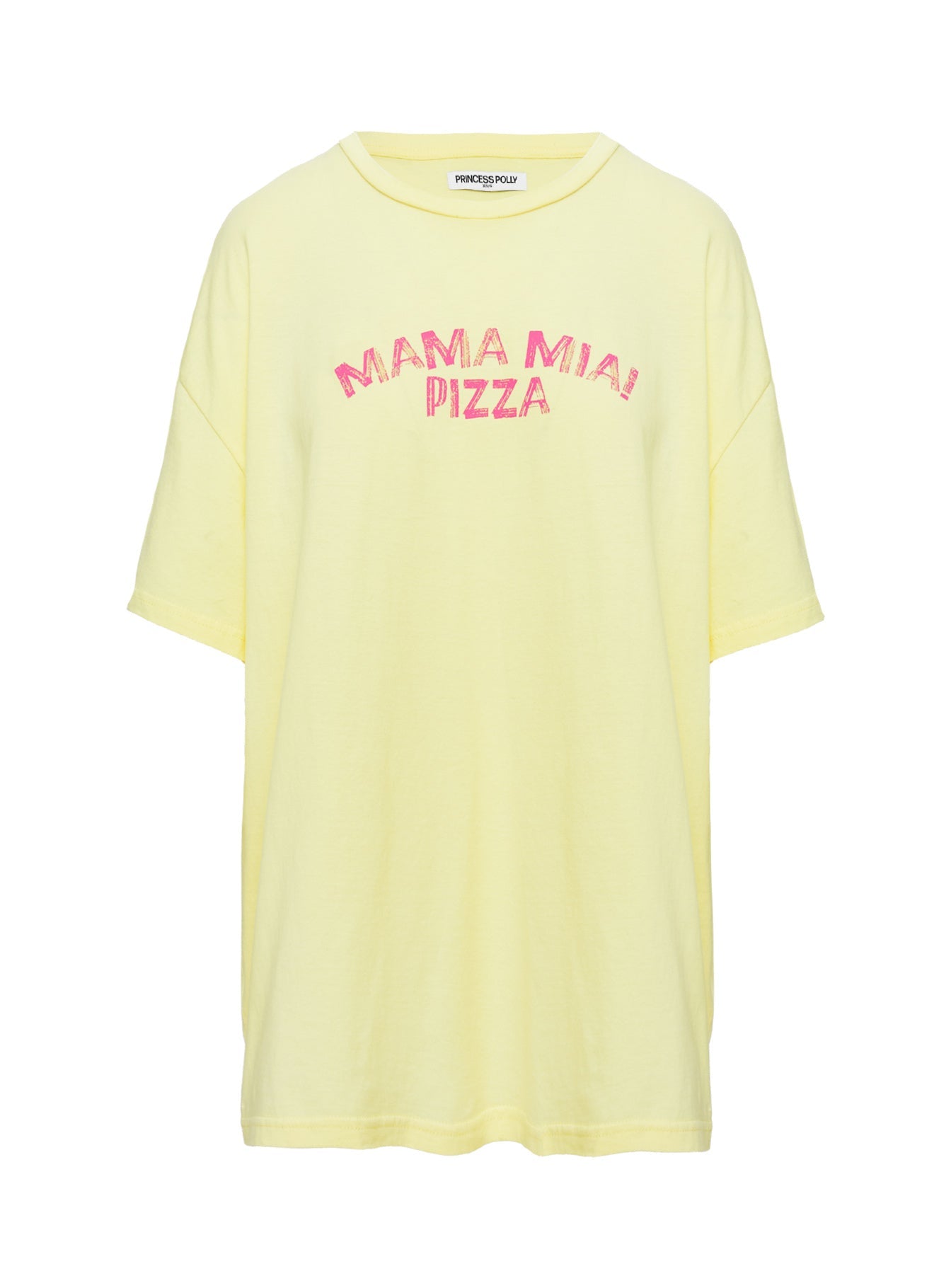 product Princess Polly Made With Love Graphic Top Pastel Yellow Half Sleeves Crew Neck 