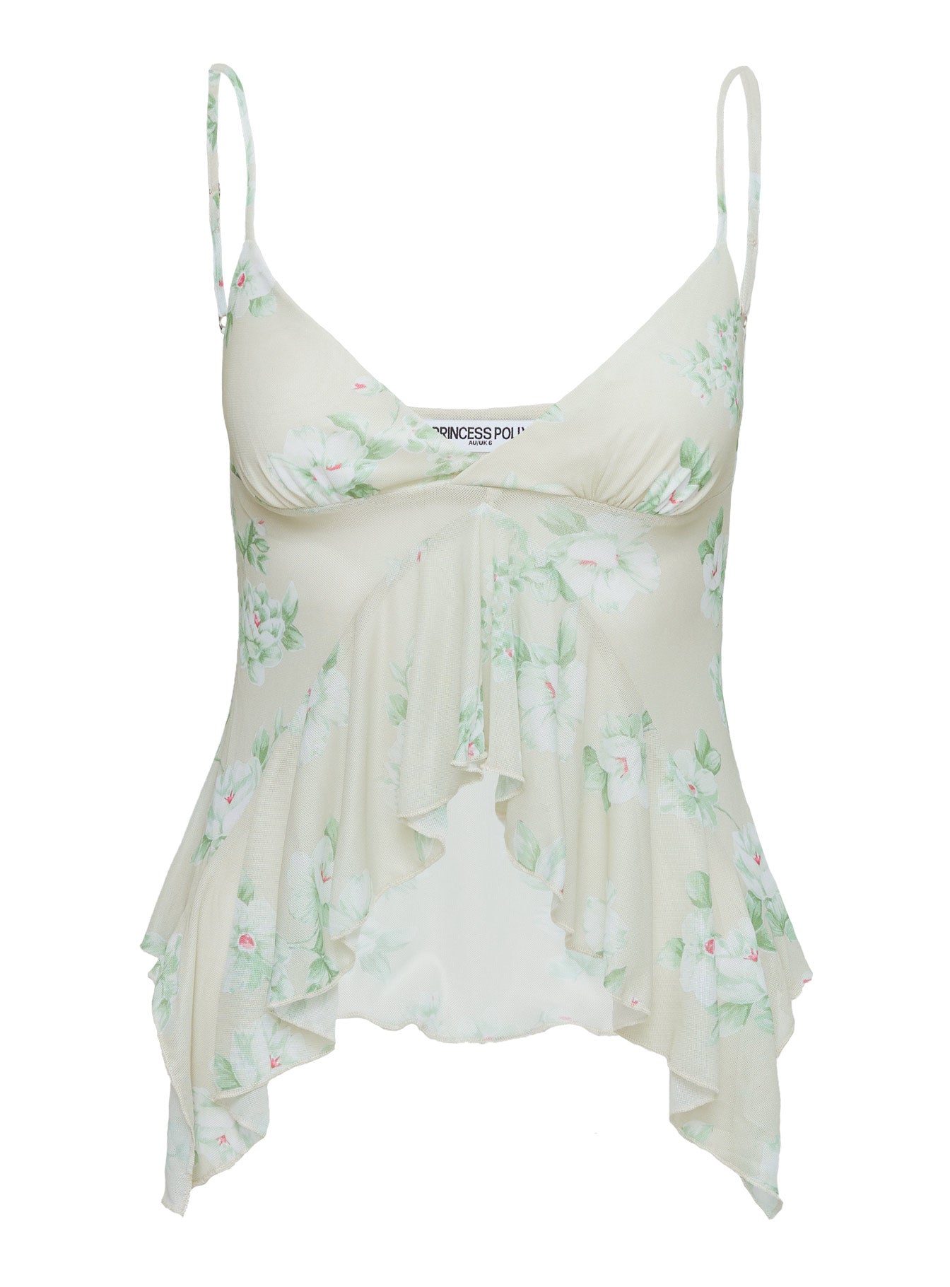 Magnolea Asymmetrical Top Green Floral
