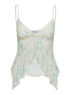 Magnolea Asymmetrical Top Green Floral