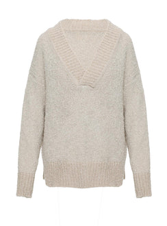 back view of model wearing Princess Polly Mich Knit Sweater Beige 