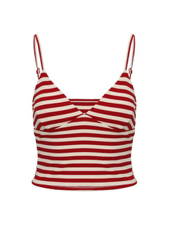 product Princess Polly Miztaray Cami Top Red / Cream Stripe Sleeveless V-Neck 