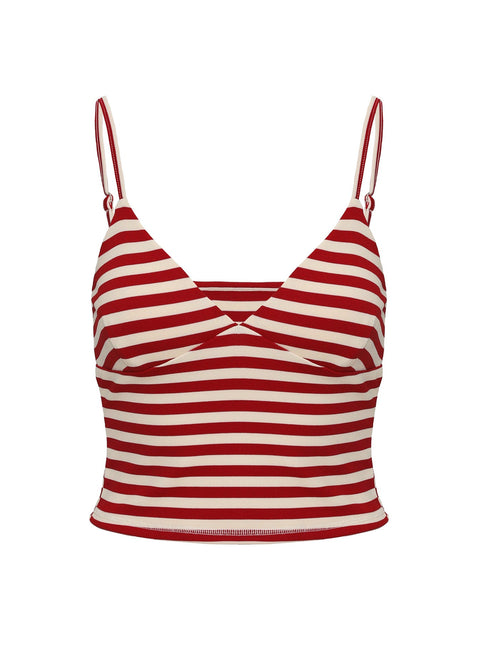 product Princess Polly Miztaray Cami Top Red / Cream Stripe Sleeveless V-Neck 