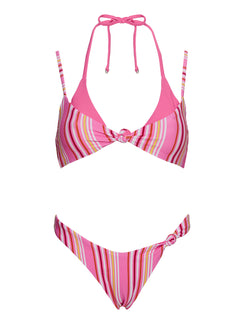 Melesa Knotted Cheeky Bikini Bottom Pink Stripe
