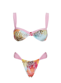 Summer Season Ruched Side Bikini Bottoms Animal Floral