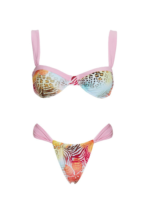 Summer Season Ruched Side Bikini Bottoms Animal Floral