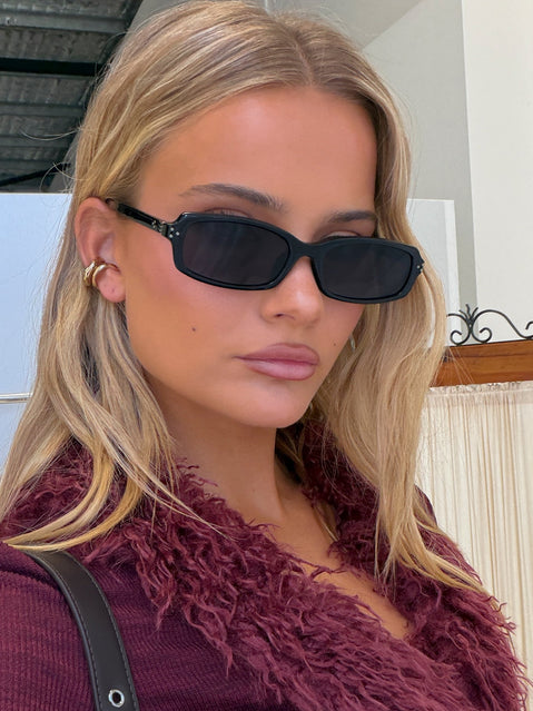 Mixtape Rectangle Sunglasses Black