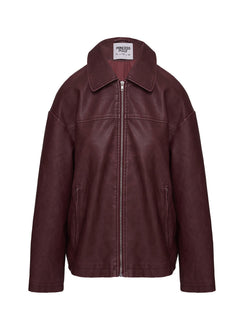 Napoleon Faux Leather Jacket Burgundy