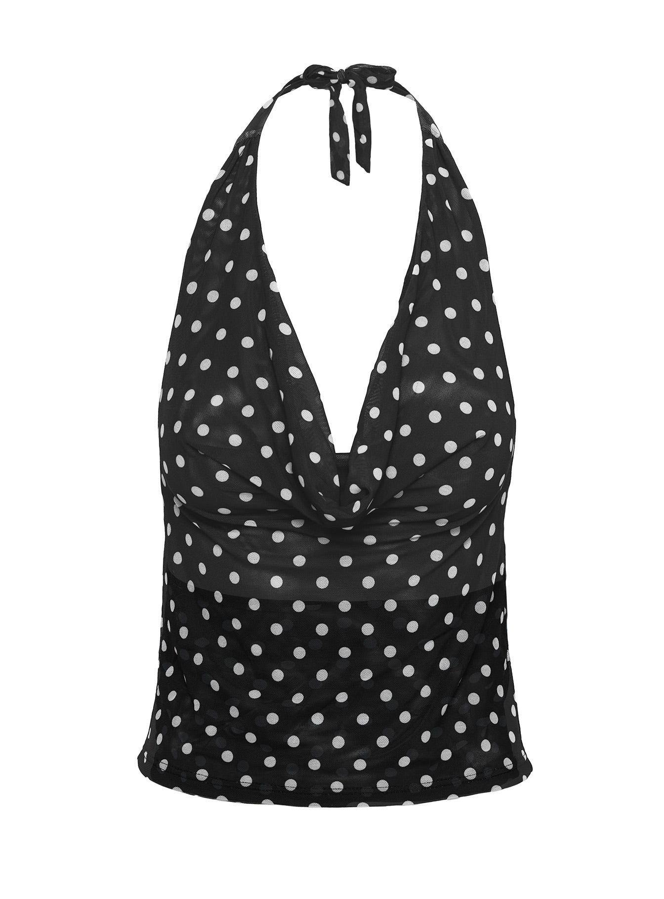 Nastasiya Halter Tankini Top Black / Polka Dot