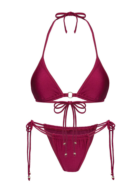 Nayeli Tie Side Bikini Bottoms Burgundy