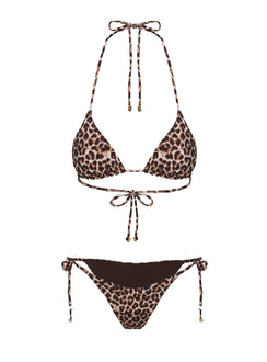 Glora Tie Side Bikini Bottom Leopard