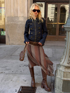 Massino Asymmetrical Midi Skirt Multi Stripe