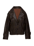 Nicolie Faux Leather Jacket Vintage Washed Brown