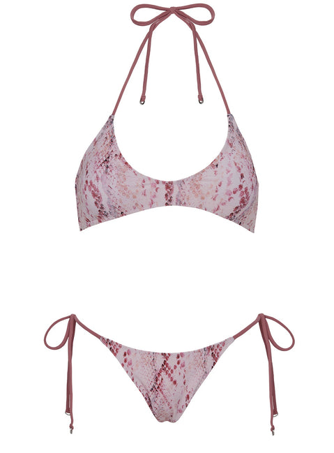 Naysa Tie Side Bikini Bottoms Pink Snake