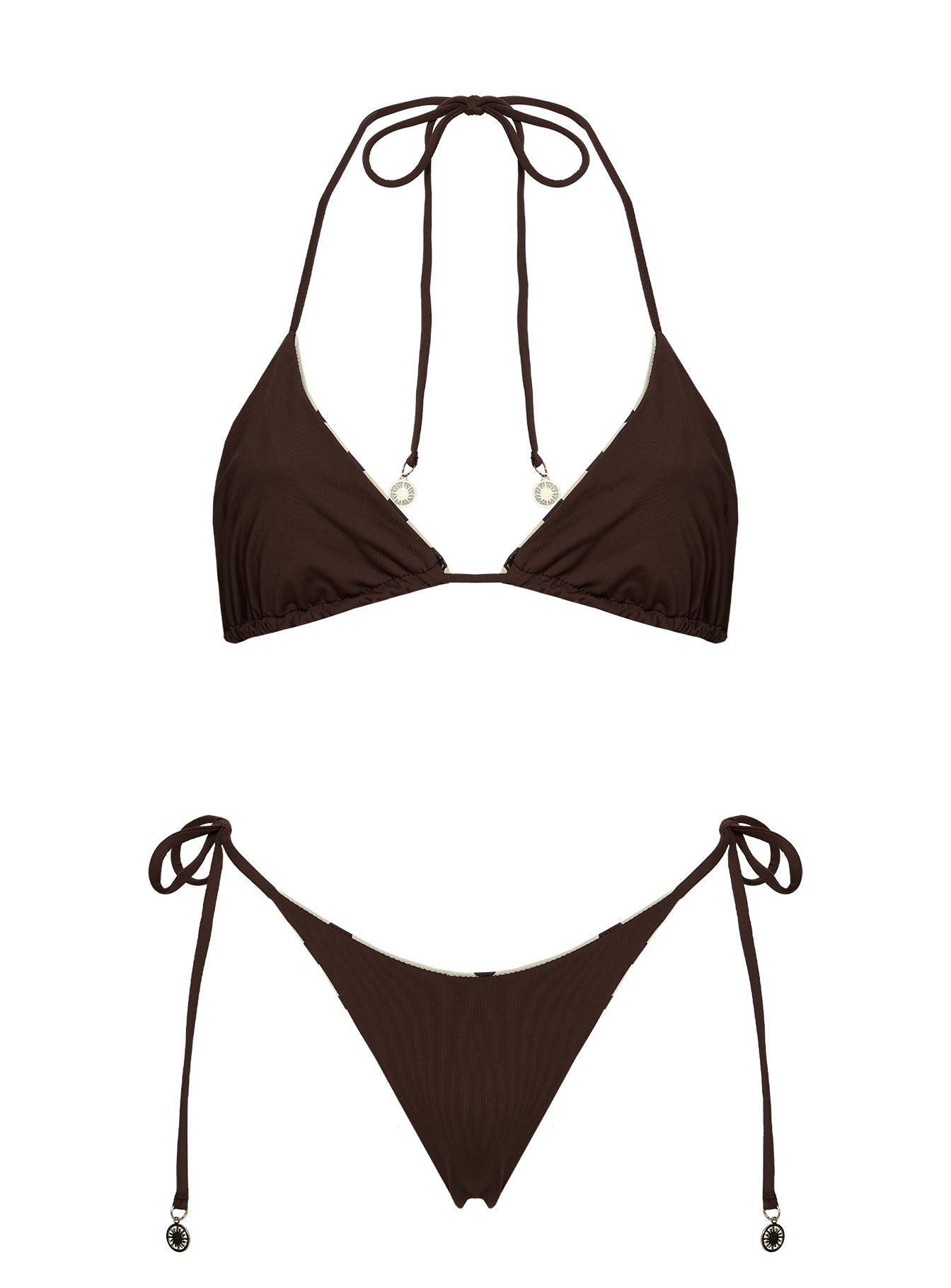 Nevaeh Reversible Triangle Bikini Top Yellow Polka Dot