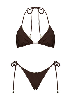 Nevaeh Reversible Triangle Bikini Top Yellow Polka Dot