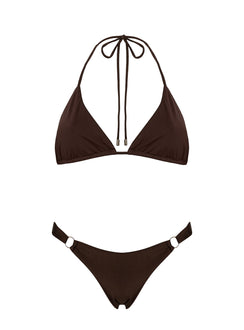 Nevaeh Shine Triangle Bikini Top Chocolate Brown