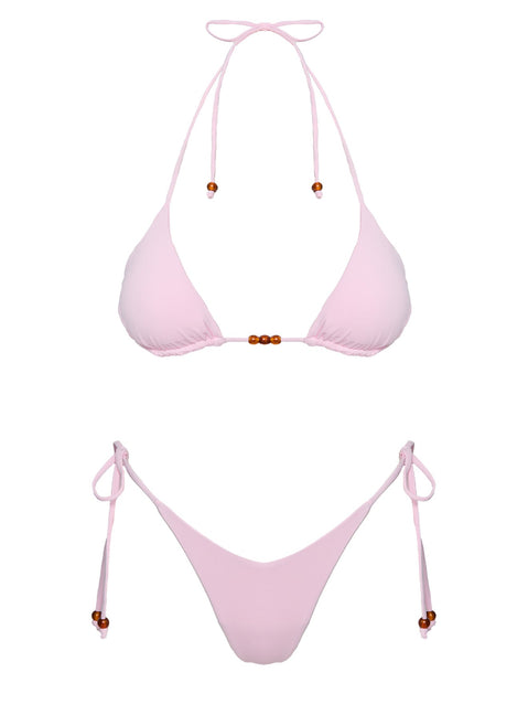 Glora Tie Side Beaded Bikini Bottom Pink