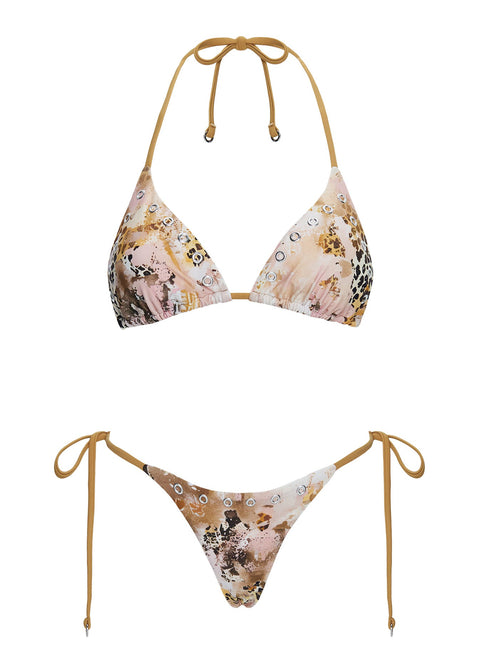 Noxie Tie Side Bikini Bottom Leopard Multi