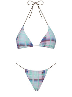 Selbie String Ruched Bikini Bottom Blue Multi