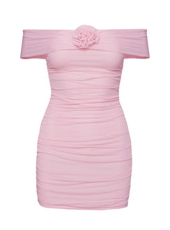 product Princess Polly Penrose Off The Shoulder Mini Dress Pink Straight Neck 