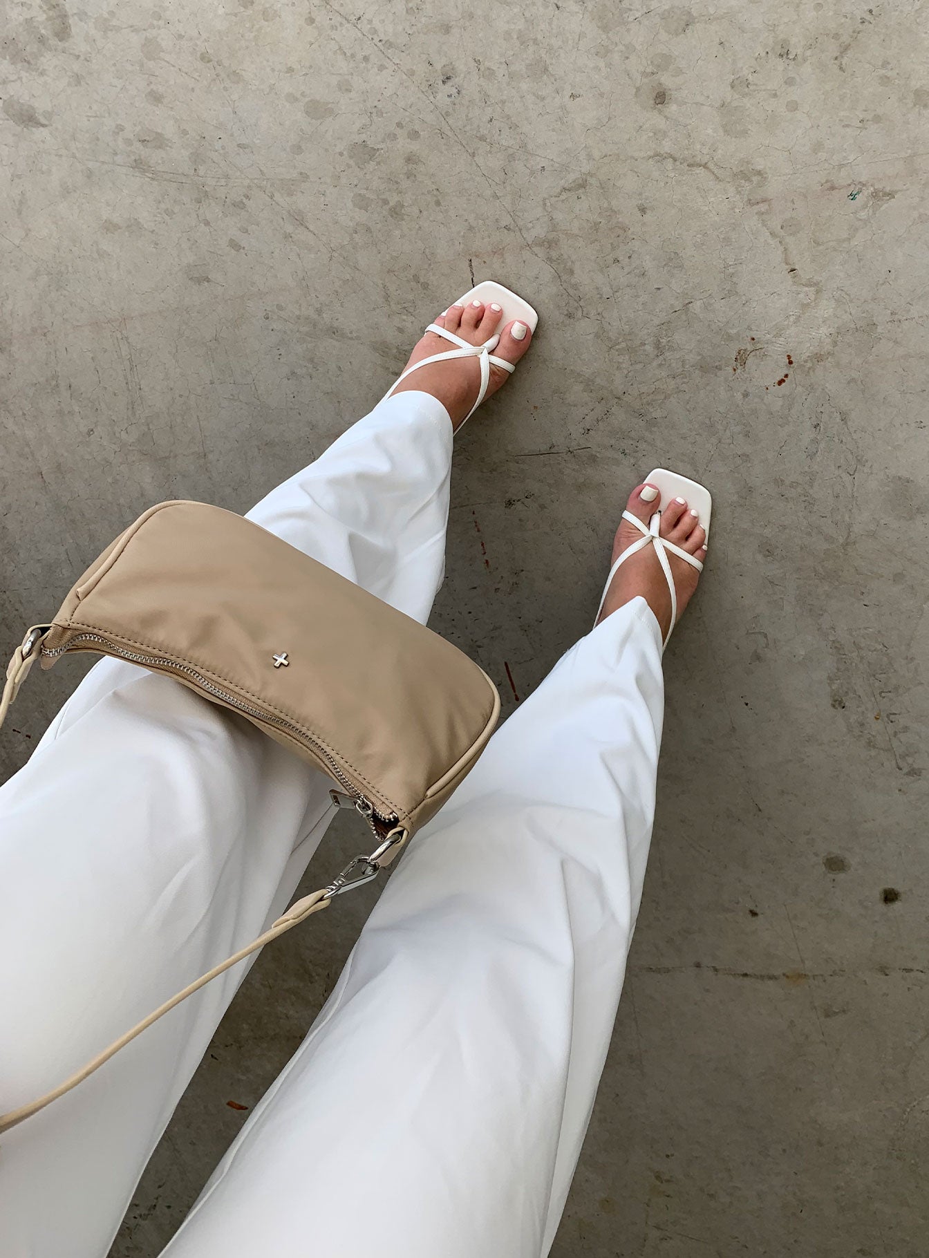 Peta & Jain Piper Bag Beige Nylon Silver Hardware