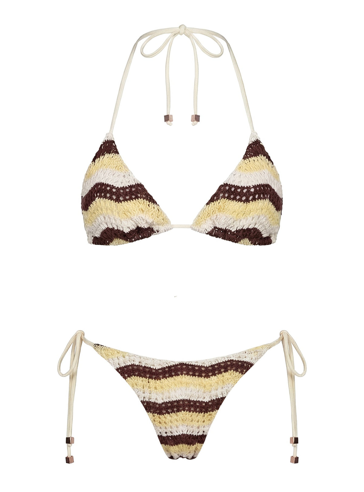 Passiona Triangle Bikini Top Yellow / Chocolate