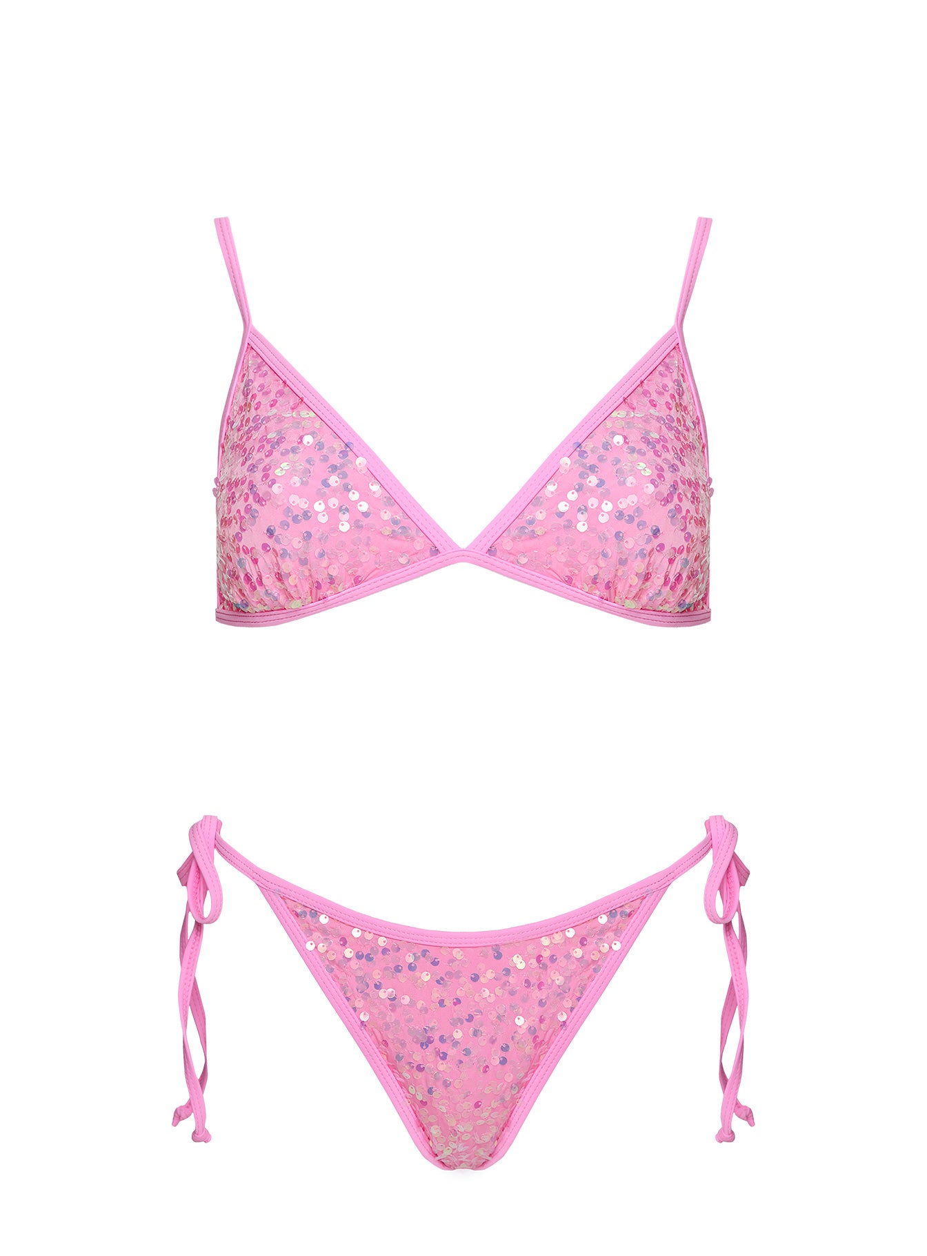 Passiona Sequin Tie Side Bikini Bottom Pink