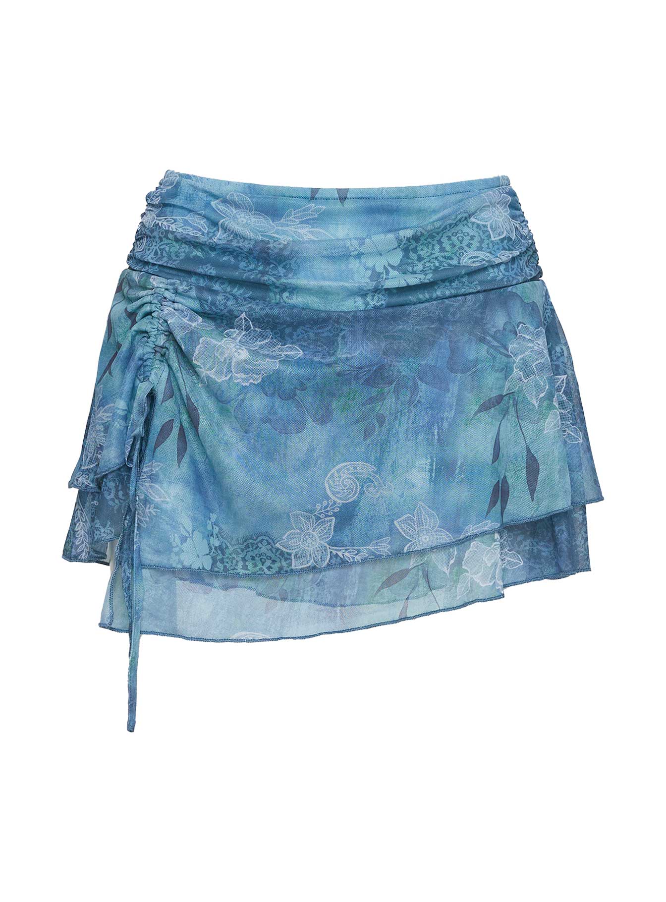 product Princess Polly Rosee Frill Mini Skort Blue Multi High Waisted Shorts 