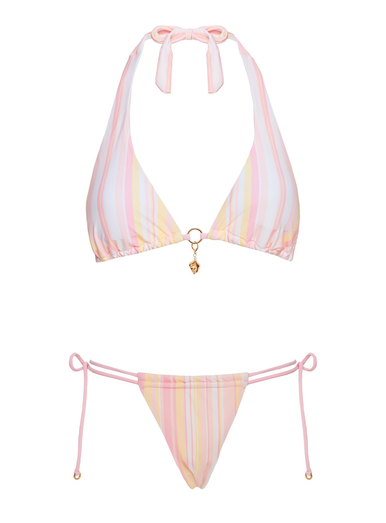 Rissa Halter Bikini Top Pink Stripe