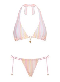 Rissa Halter Bikini Top Pink Stripe