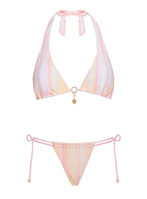 Rissa Halter Bikini Top Pink Stripe