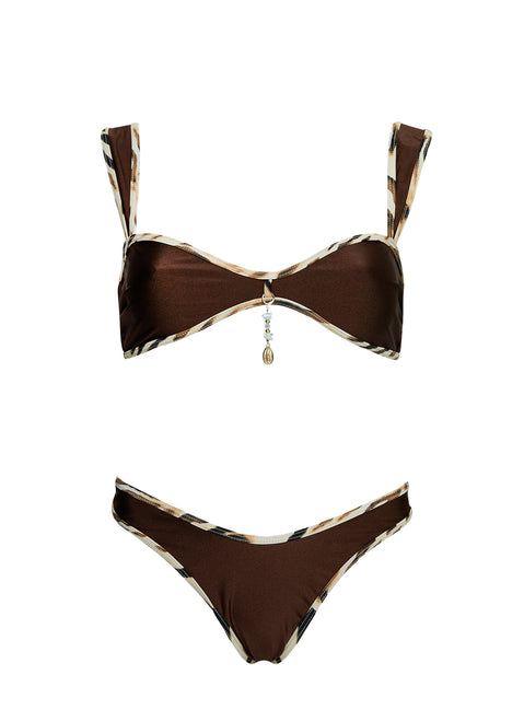 Romola Cheeky Bikini Bottom Brown Multi