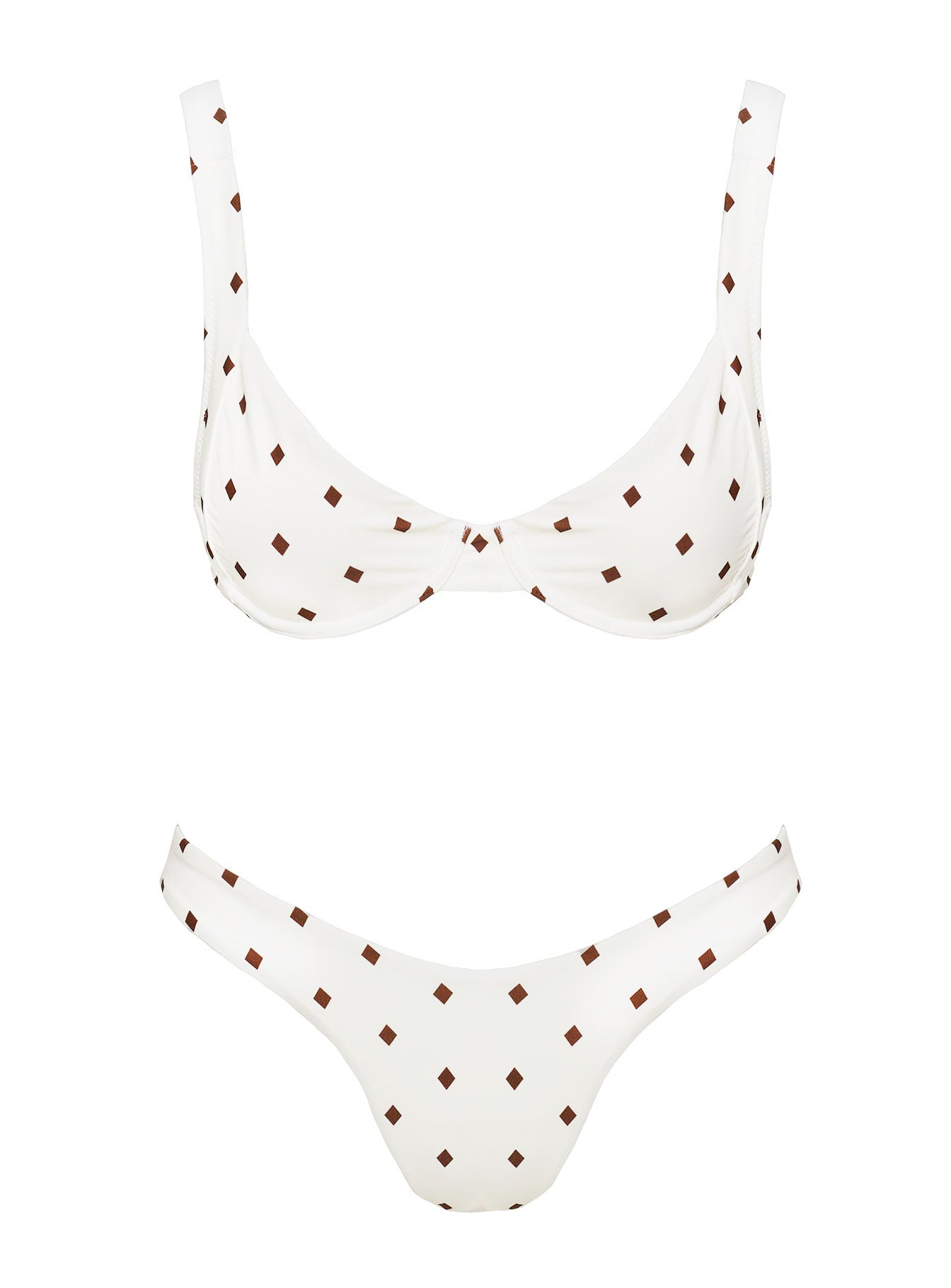 Ellie High Cut Bikini Bottoms White Diamond