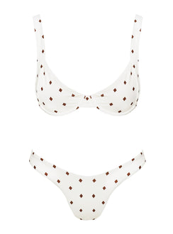 Ellie High Cut Bikini Bottoms White Diamond