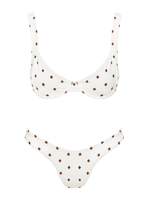 Ellie High Cut Bikini Bottoms White Diamond