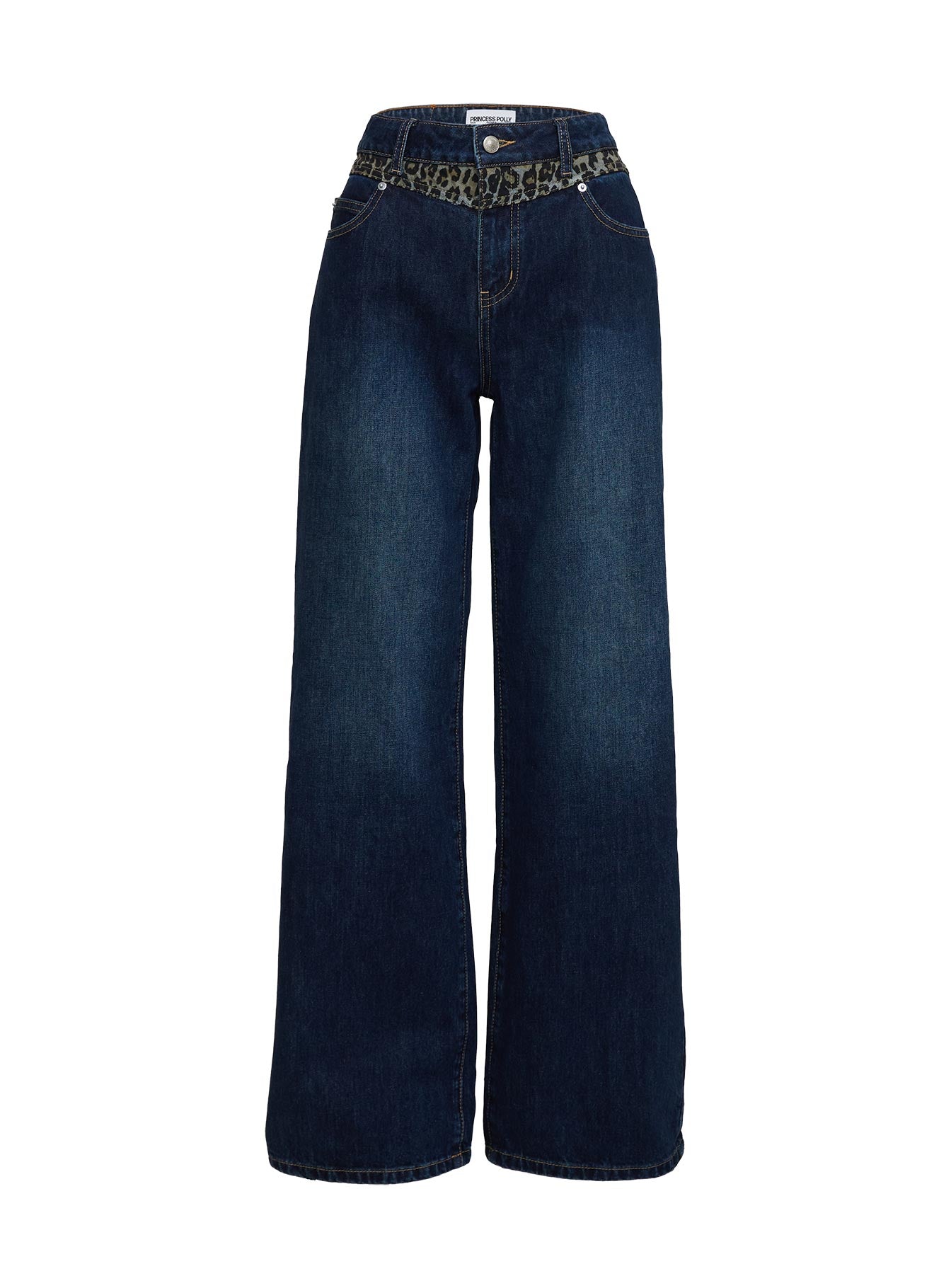 product Princess Polly Savenna Jeans Dark Wash / Leopard High Waisted 