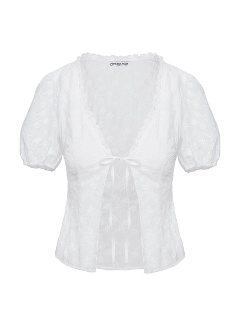 product Princess Polly Sez Top White Short Sleeves Plunger 