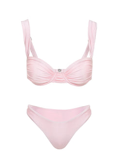 Ellie High Cut Shine Bikini Bottoms Pink