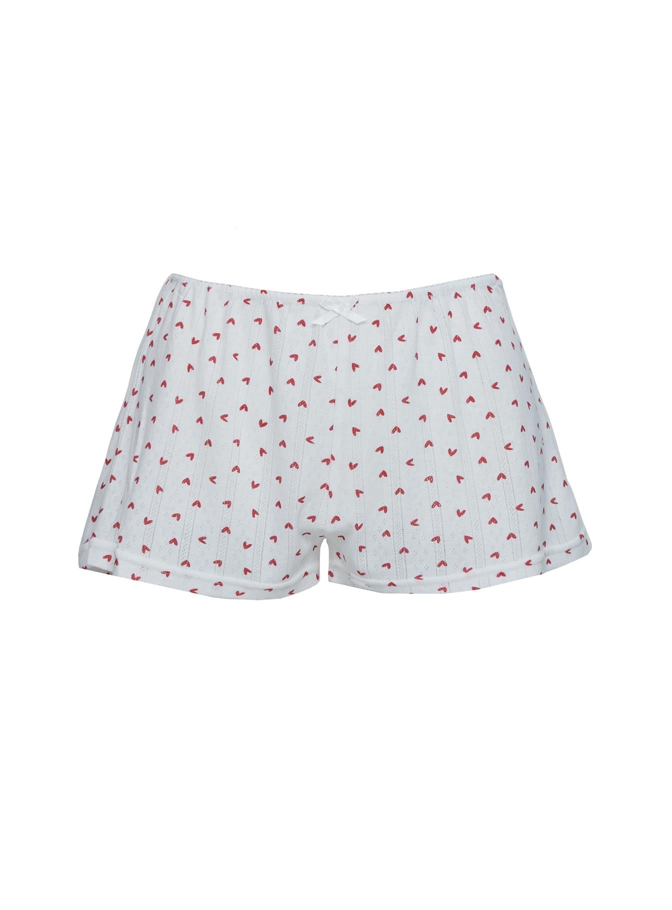 Sleepytea Pointelle Sleep Short White / Red