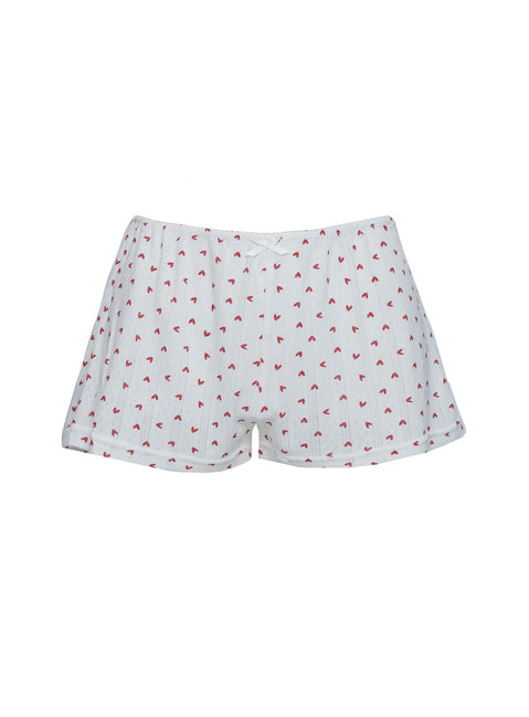 Sleepytea Pointelle Sleep Short White / Red